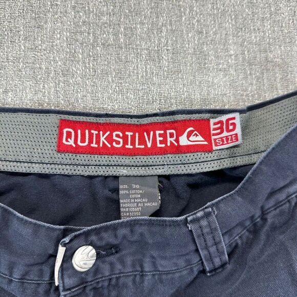 Vintage Quiksilver Cargo Pants Mens 36x30 Blue Relaxed Baggy Skater Streetwear - Picture 4 of 10